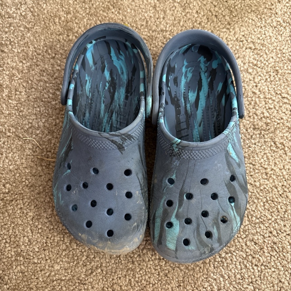 CROCS Kids Navy and Teal Clog Sandals